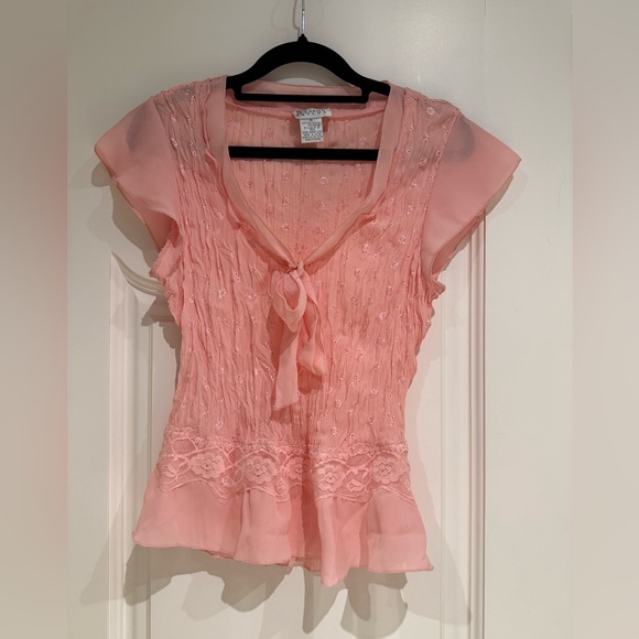 Allison Taylor Tops - Allison Taylor Peach Blouse with Lace Detail